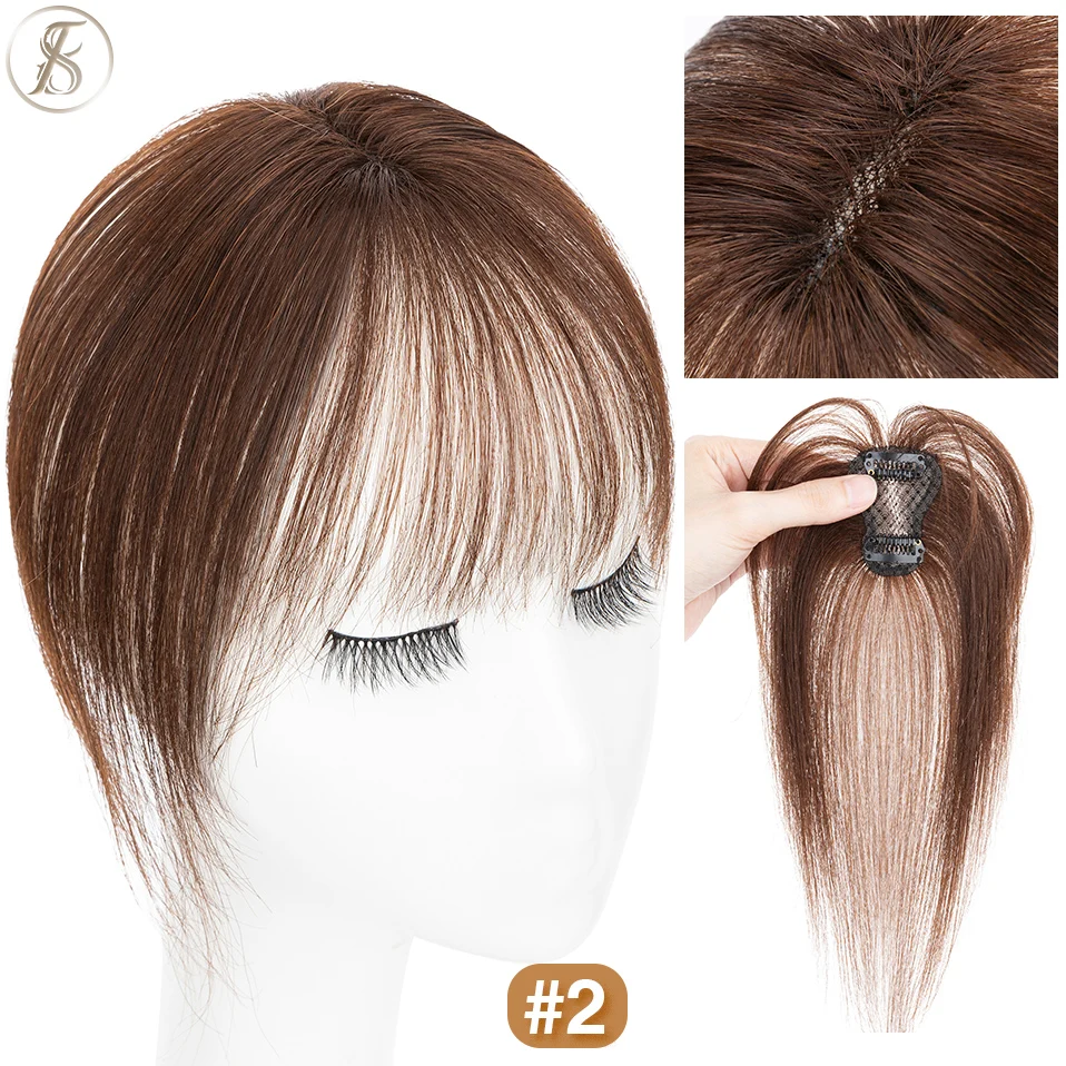 TESS Naturhaar-Pony, 3D-Fransen, 10 g, Echthaar, unsichtbare Clip-in-Haarverlängerung mit Schläfen, Haarspange, natürlicher Pony für Frauen – Detail 8