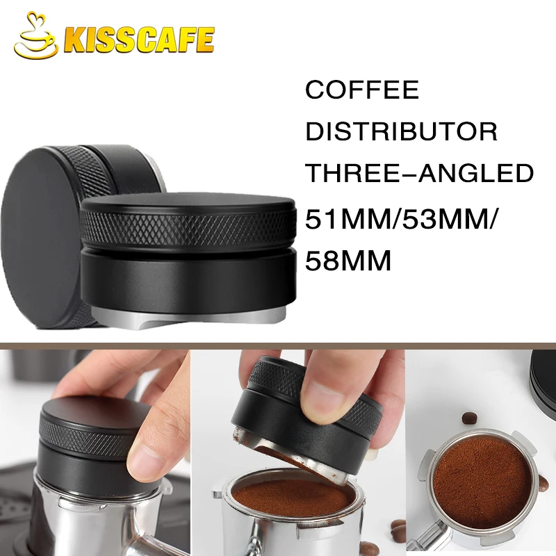 Coffee Distributor 51MM 53MM 58MM Leveler Stainless Steel Three Angled Slopes Adjustable Fit 51 54 58mm Portafilter Barista Tool