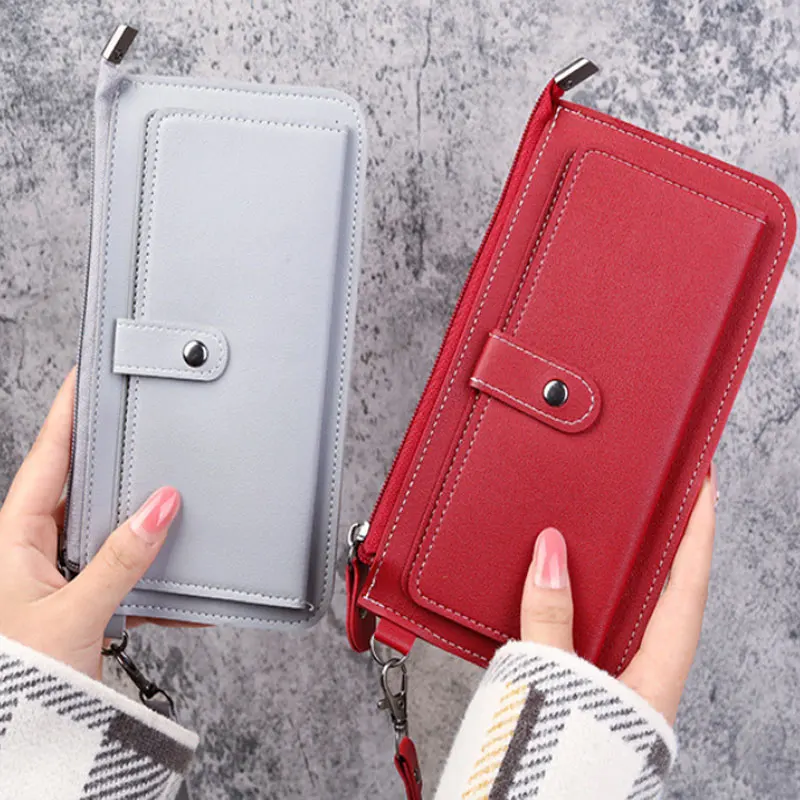 

Fashion Women Wallets Simple Zipper Purses Long Section Clutch Wallet Multi-Card Position Hand Clutch Zipper Wallet