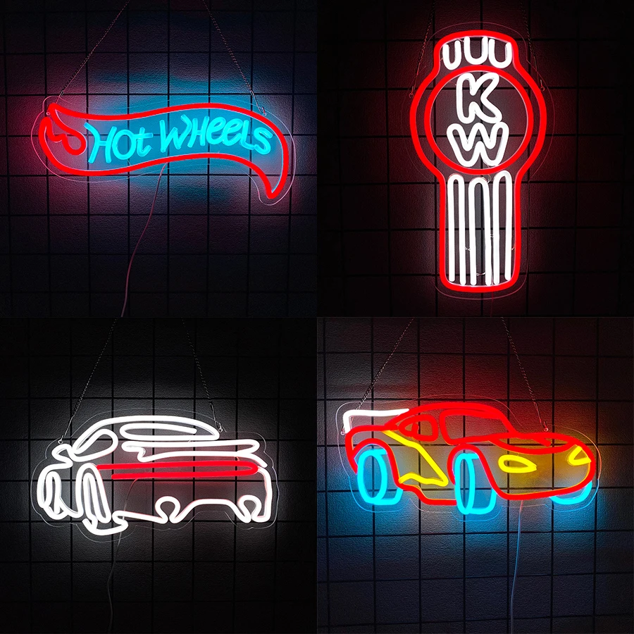 Car Neon Sign Automobile Race for Wall Decor LED KW Neon Lights Signs for Kids Bedroom Boys Room Playroom Garage Party Decor