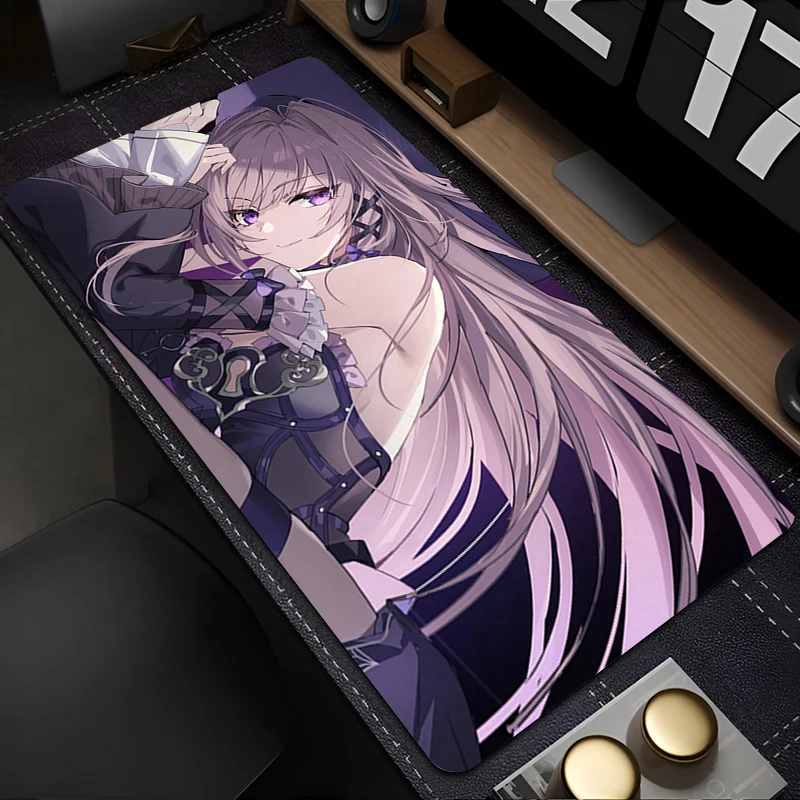 Tapis de souris tapis de souris de jeu accessoires PC tapis de clavier Anime antidérapant grand tapis de bureau en caoutchouc h-honkai Star Rail Herta tapis étendu