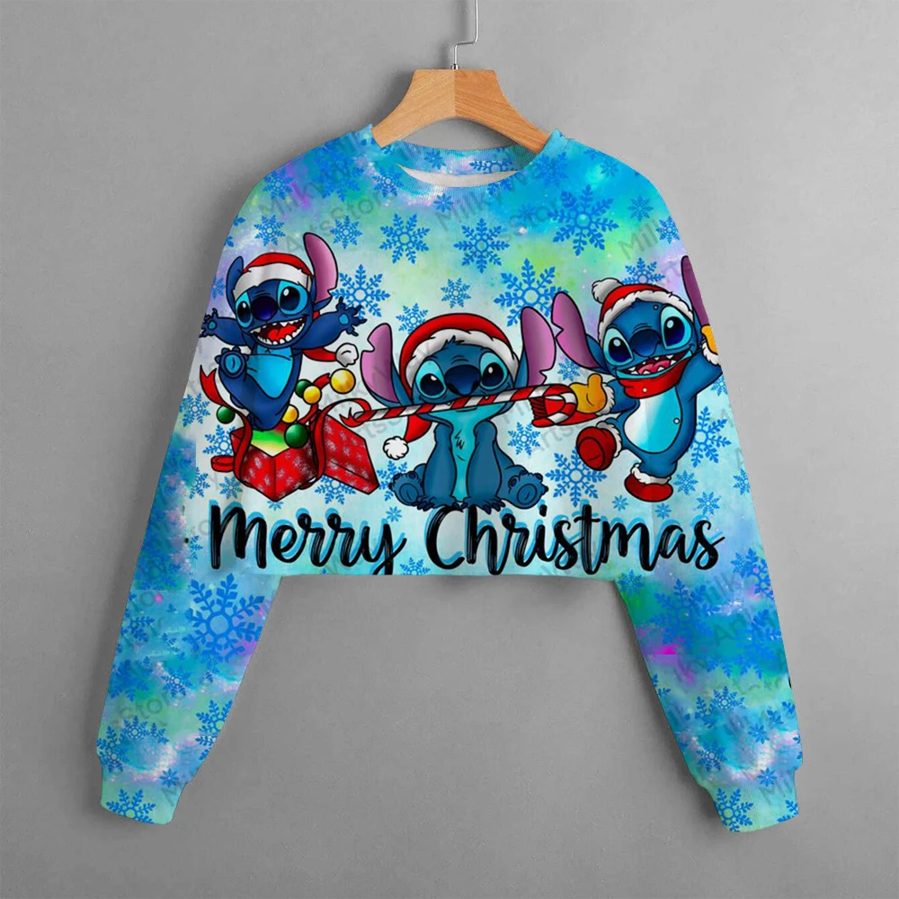 Christmas Knitted Girls' Sweatshirt Y2k Printed Long Sleeve Seam Loose Casual Round Neck Hoodie Top Christmas Costume