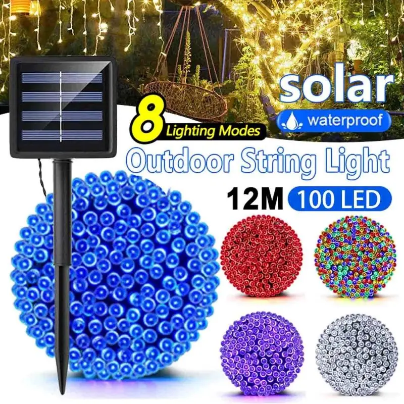 

Outdoor Solar Christmas Light String 30/100 LED 8 Modes Outdoor Solar Lights Suitable for Garden Terrace Fence Holiday Parties