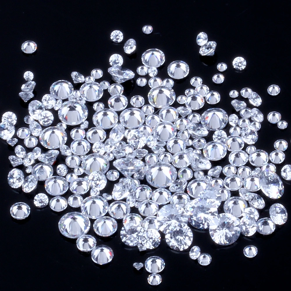 200pcs 0.8~4mm And Mix Size 5A White Round Machine Cut Lab Created Loose Cubic Zirconia CZ Stone Synthetic Gems For Jewelry DIY