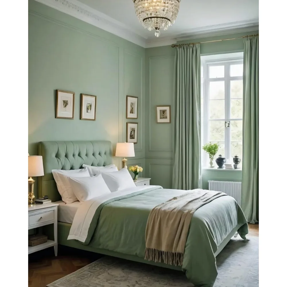 ورق جدران أخضر قابل للتقشير واللصق - حديث ذاتي اللصق، قابل للإزالة، محكم، مناسب للإيجار للجدران مقاس 787 × 17.7 بوصة