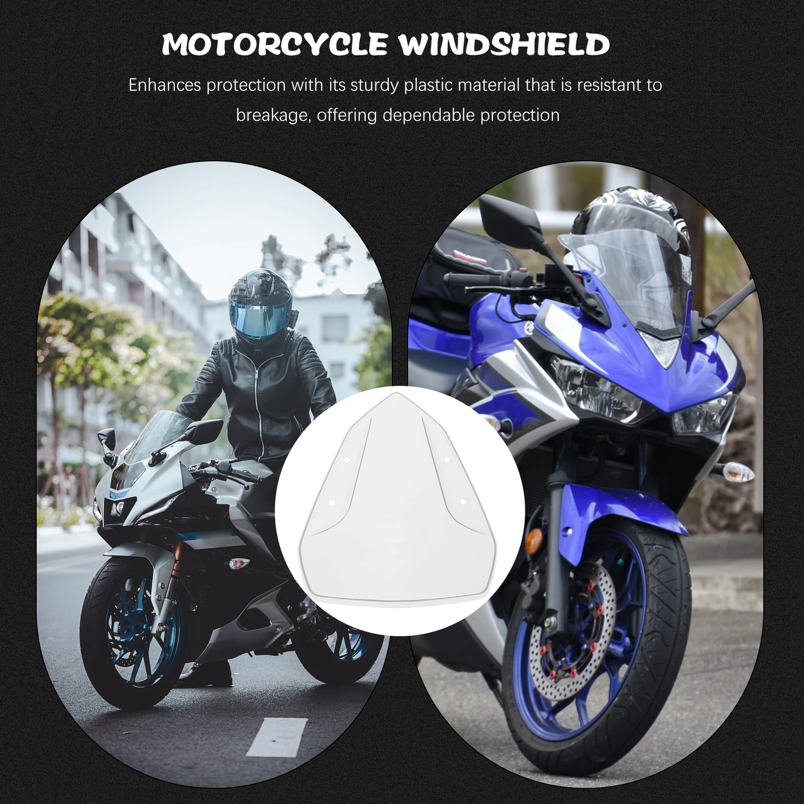 

Clear Motorcycle Windshield Replacement Accessory for NVX155 AEROX155 Transparent Black Front Windscreen Durable