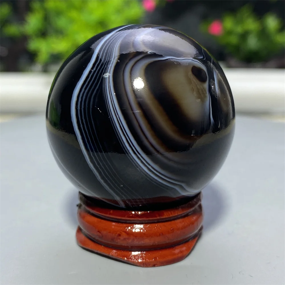 High Quality Natural Black Agate Crystal Ball Meditation Reiki Healing Mineral Quartz Sphere Home Decoration Gift Stone
