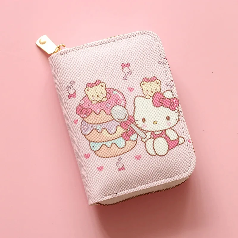 Sanrio Hello Kitty Coin Purse Cinnamoroll My Melody Kuromi Cinnnamoroll Wallet Keychain Bags Card Holder Clutch Pouch Girls Gift