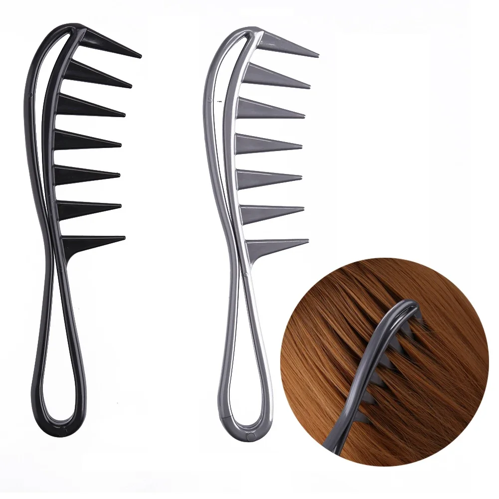 1 مشط سمك القرش ذو الأسنان الواسعة، أداة تصفيف مشط الشعر المجعد في صالونات التجميل، خاصة للشعر المستعار الحقيقي #3