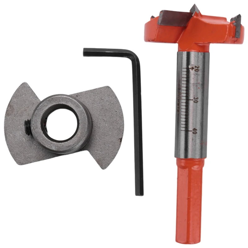 

NEW-Hinge Jig Drill Guide Set, Hex Handle Adjustable 35Mm Forstner Bit, Concealed Hinge Boring Jig Drill Guide