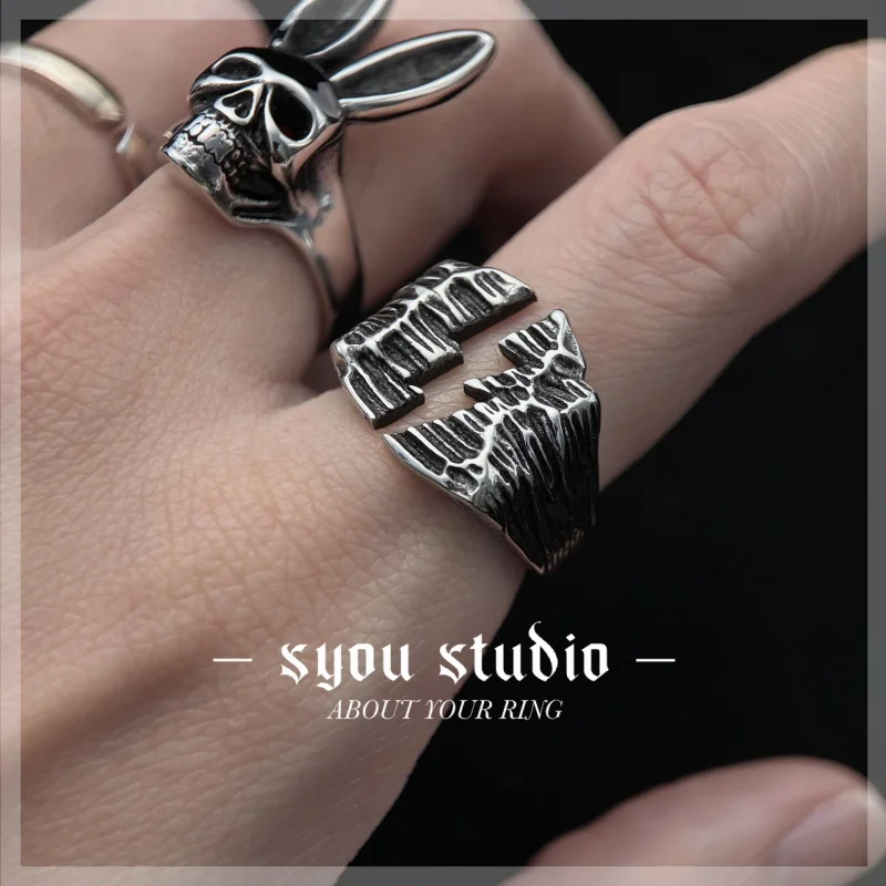 Rabbit  Animal Skull Stainless Steel Ring Men\'s Punk Domineering Style Gold Color Jewelry Party Fashion Unisex Retro Gift For Wo