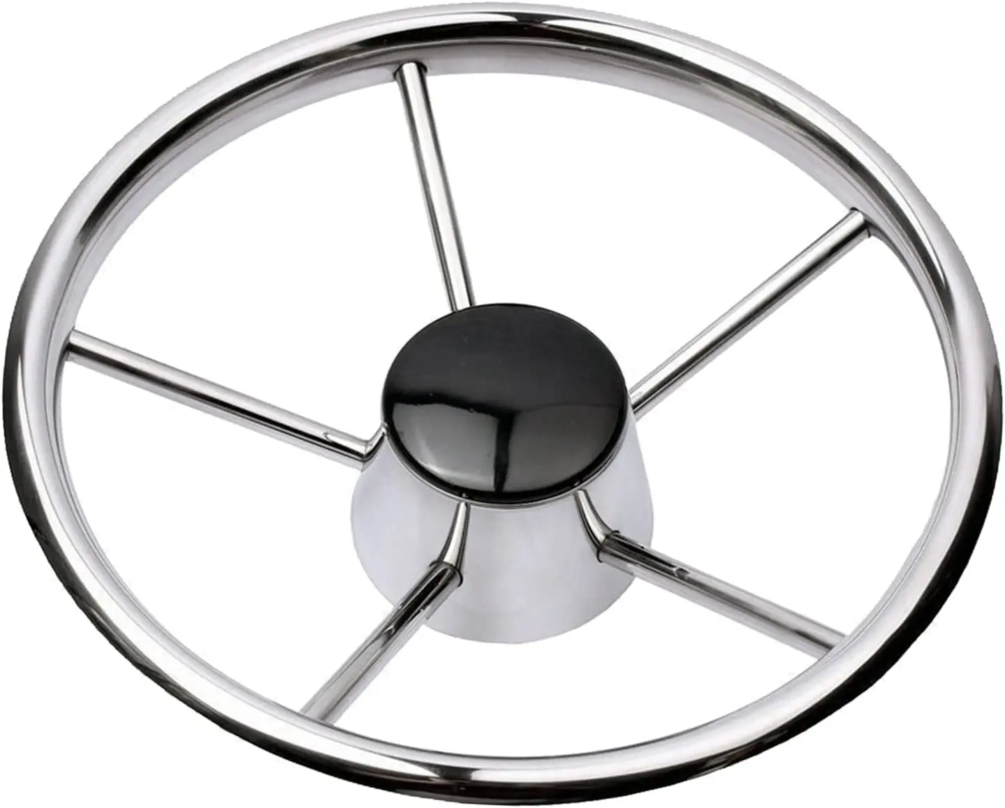 Boat Stainless Steel Steering Wheel Mirror Polished 11 /13.5 /15.5 Inch 5 Spoke Destroyer For Yacht Marine Accessories