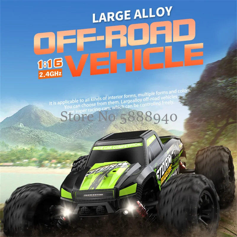 All Terrain Off Road High Speed Remote Control Car 1:16 4WD 80KM/H Rubber Tyre LED Car Light Ball Bearing Brushless RC Car Toy