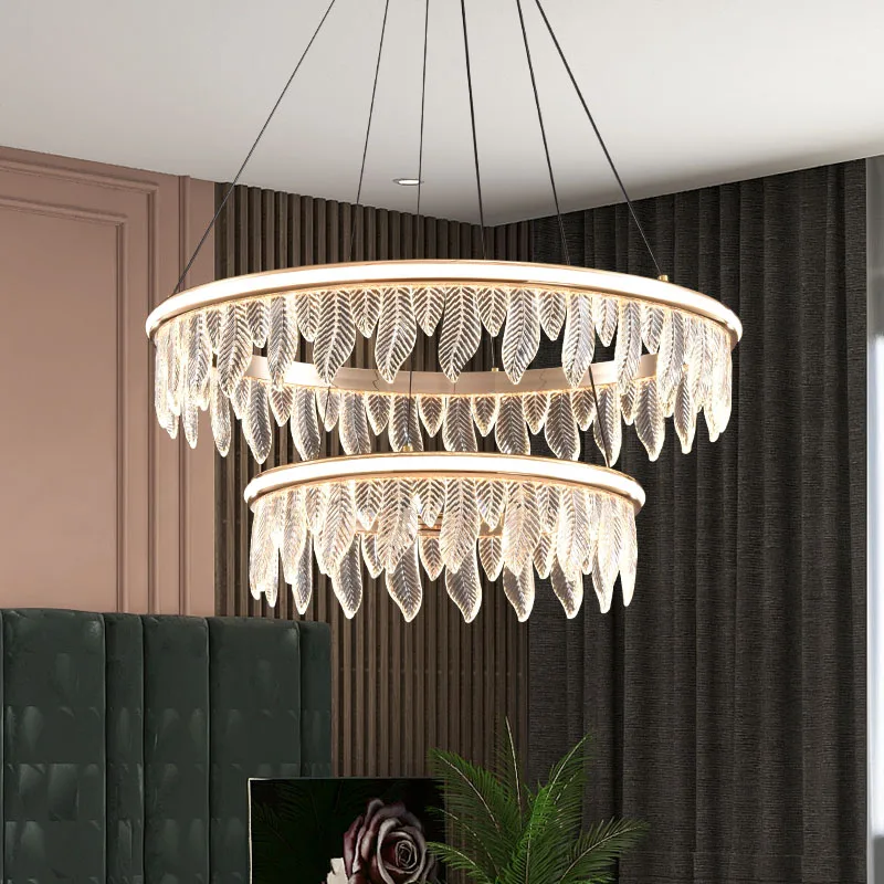 Light Luxury Descendants of the Rich Crystal Chandelier Living Room Dining Room Circle Multi-Layer Bedroom Showroom Stair Light