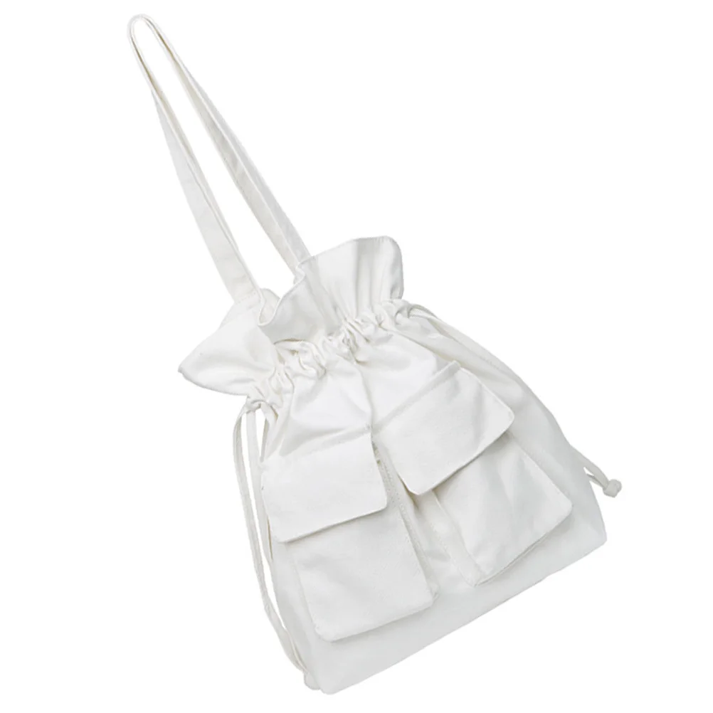 

1Pcs Drawstring Backpack Canvas Bag Lightweight Large Capacity Students Outdoor Travel Storage Bag Students Backpack