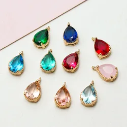 1pcs Diy Accessories Copper Clad Rare Earth Glass Crystal Water Droplet Earrings Making Materials Handmade Charms
