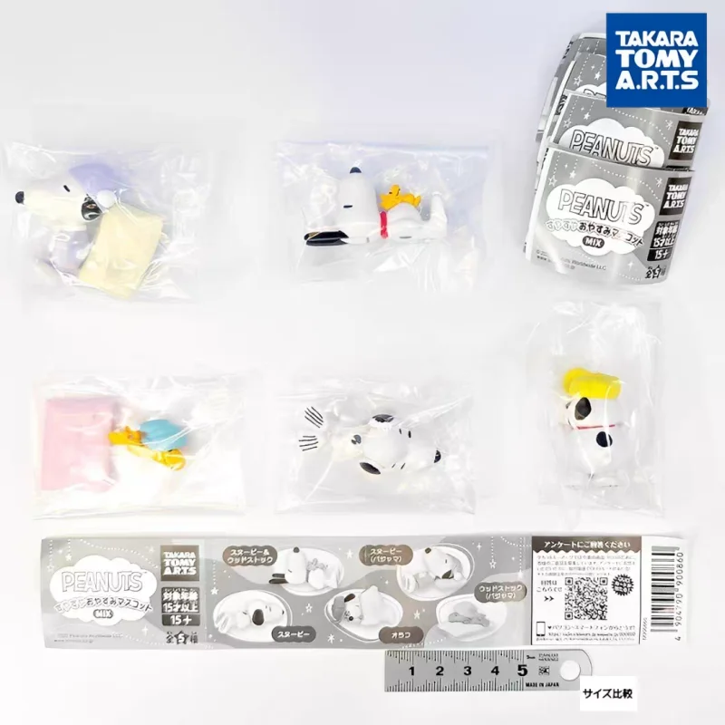 Takara Tomy Peanuts Snoopy Sleeping Figure Gashapon Capsule Collectible Desktop Ornament Woodstock Olaf Home Decoration For
