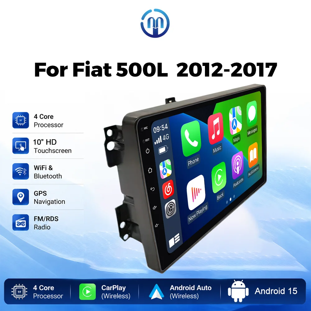 Android 15 10inch Car Radio For Fiat 500L 2012-2017 Wireless Carplay GPS Navigation Multimedia Player 2 Din Car Stereo Head Unit