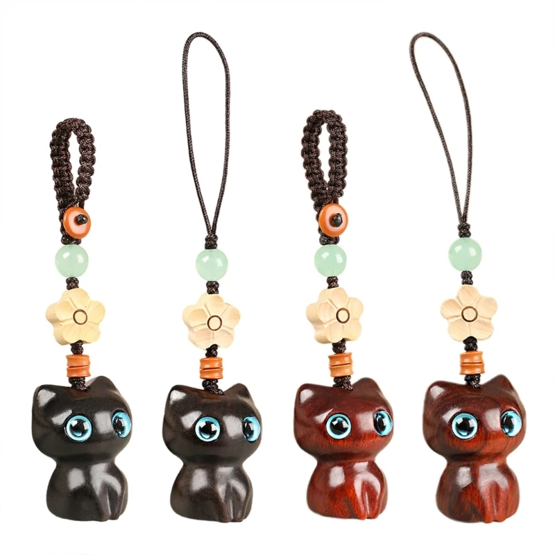 

Wooden Animal Pendant Keychain for Car Keys Handbag Bag Purse, Engraved Cat Keychains Keyring Charm Keyring Accessories