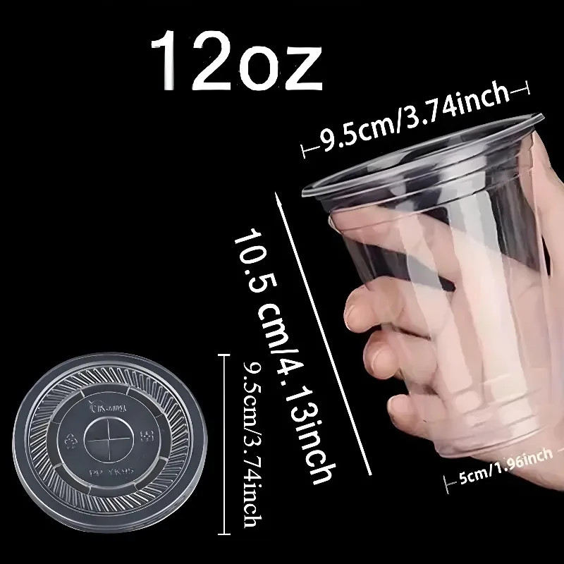 Doorzichtige plastic wegwerpbeker met deksel, perfect voor bruiloften, verjaardagen, feesten, kamperen, smoothies, milkshakes, koffie, koude dranken