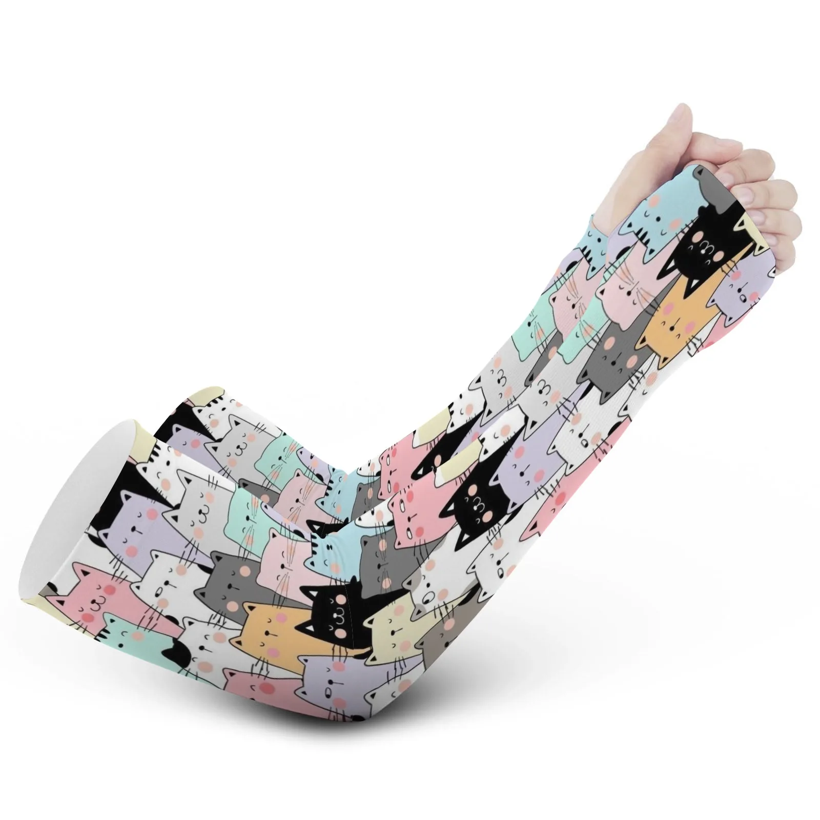 

Модные, оригинальные, красочные, очаровательные рукава с принтом котиков, защита от ультрафиолета, дышащие, эластичные, идеальный подарок для активного отдыха на природе