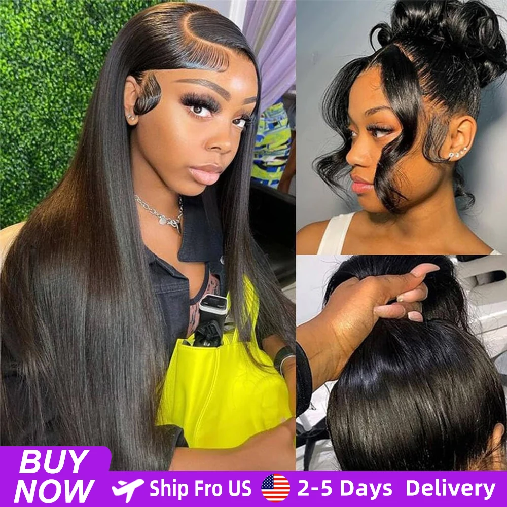 Peluca llena del cordón de la densidad 220 360 pelucas rectas del cabello humano 13x6 HD peluca brasileña del cordón transparente pre desplumada peluca del cabello humano de 30 pulgadas