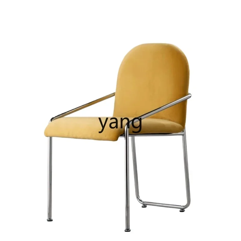 Yjq Home Dining Chair Minimalistic Modern Stainless Steel Backrest Soft Pillow Coffee Makeup Stool