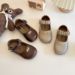 Girls' Leather Shoes 2024 Spring Autumn New Soft Sole Small Girls' Princess Single Shoes Children's Performance Shoes
