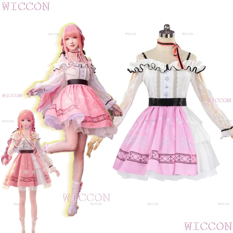 إنفينيتي نيكي تأثيري حلي شعر مستعار لوليتا تنورة مجموعة النساء Kawaii الفتيات الحلو الوردي الشعر الإناث لعبة الهالوين الكبار الاطفال البدلة