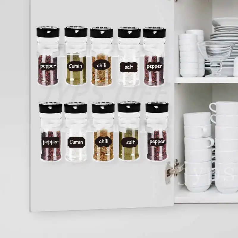 2/4 Pcs Kitchen Storage Rack Wall Mount Spice Rack Seasoning Bottle Plastic Clip Rack Cabinet Door Hooks Jar Spice Holder Tools