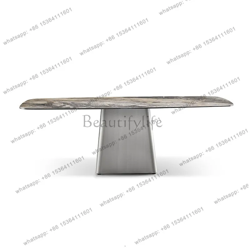 

Light luxury Nordic Italian rock slab dining table Modern simple rectangular light