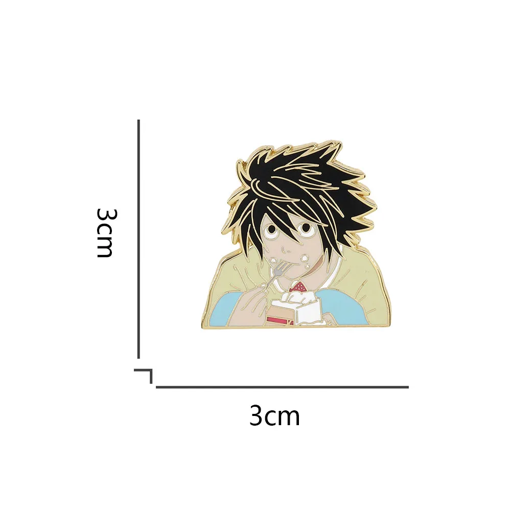 Comic horror Death note character mysterious detective eating dessert enamel brooch reasoning investigation crime lapel pin badg - Image 6