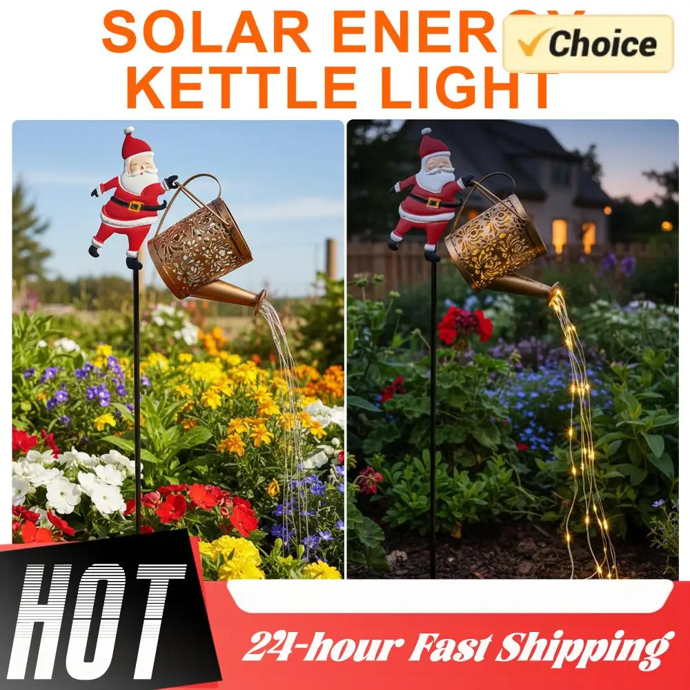 Weihnachten Santa Solar Wasserkocher Lichter Garten Rasen Hof Santa Claus Wasserkocher Boden Lampe Led Nachtlicht Outdoor Decor Gartenarbeit Geschenk