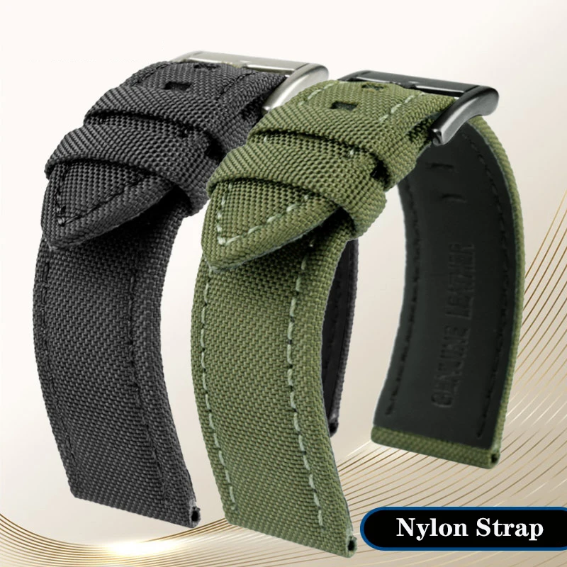 22mm Nylon Watch Strap Men's Breitling Citizen Hamilton Camry Khaki Field Sweat Resistant Canvas Leather Bottom Extended Strap