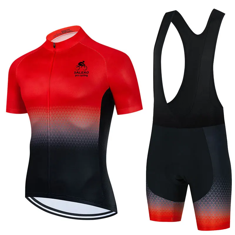 Salexo 2022 Summer Men Short Sleeve Cycling Jersey Set Breathable MTB Bike Cycling Clothing Maillot Ropa Ciclismo Bike Uniform