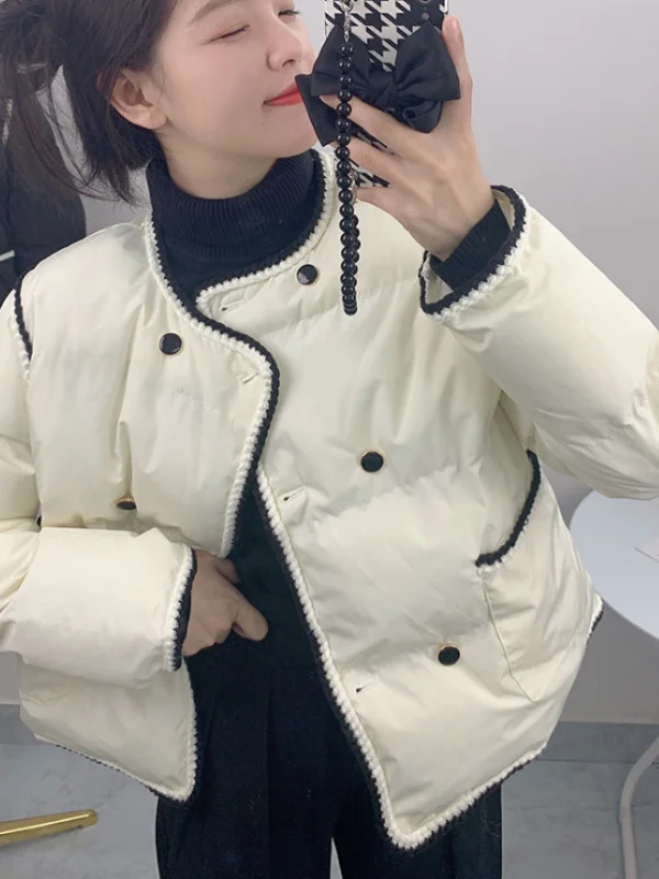 

Зимняя свободная хлопковая куртка Thiened, двухрядная женская верхняя одежда на пуговицах Aosphere Sense Color Blo, кружевная лоскутная женская верхняя одежда