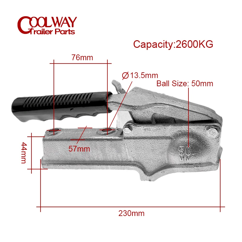 Unbraked CAP 2600KG European Trailer Hitch Cast Coupling Towball Coupler  RV Camper Accessories Caravan Parts Components