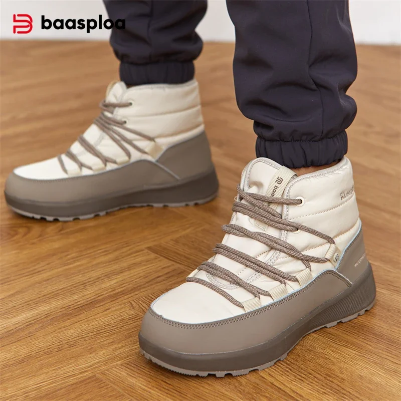 Baasploa New Cotton Shoes Women Winter Outedoor Waterproof Plush Warm Snow Boots Female Casual Non-Slip Lace up Walking Shoes