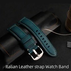 Italian Leather strap Watch Band 22mm 24mm 26mm Vintage Watch Strap For Panerai  Breitling Watchband Men's universal watchband