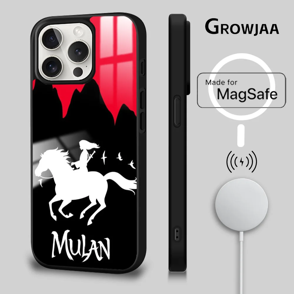 Brave  P-Princess M-Mulan Phone Case For iPhone 16 15 14 13 12 11 Pro Max Plus Mini Magsafe Mirror Wireless Magnetic Cover