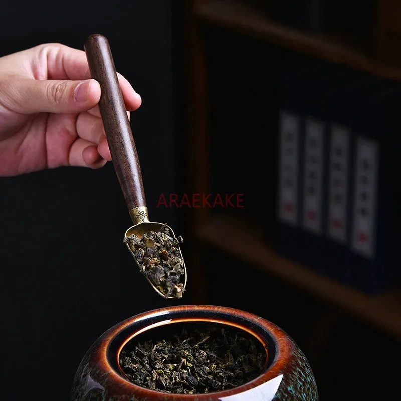 Black sandalwood tea spoon, solid wood single tea shovel, tea set, tea ceremony, six gentlemen accessories, tea needle, tea spli