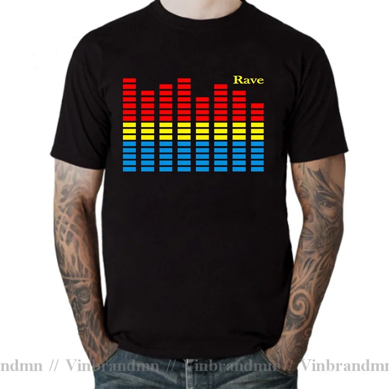 Newest Summer Women Men T shirt LED Sound Activated Flash Light Up EL Equalizer LED Man for Bar DJ Rock Disco Fantastic T-shirt