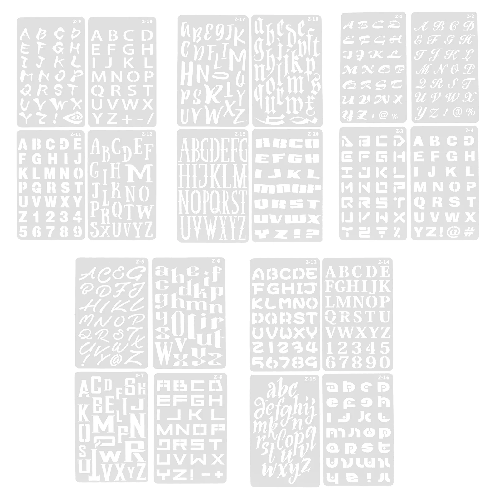 20 Sheets Hollow Out Household Handbook Doodle Template Cake Stencils The Pet Decorative Wall for Painting Letter Number