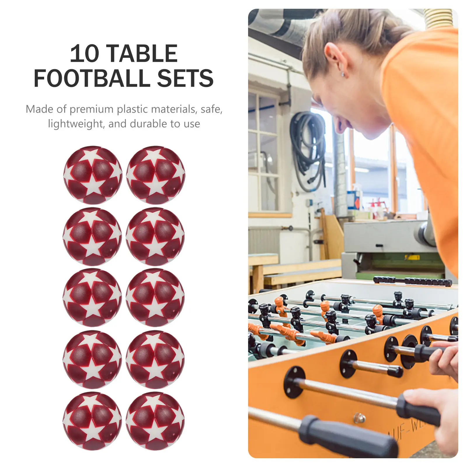 

10 шт. пластиковых мячей для настольного футбола, аксессуары для мини-футбола, замена для стандартных настольных футбольных машин