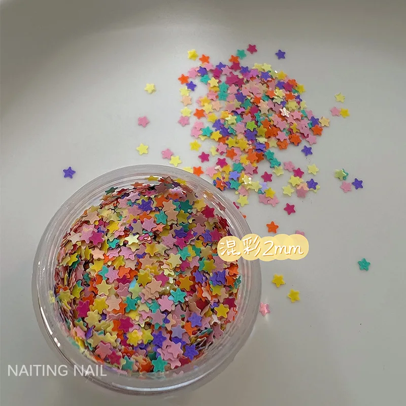 2 mm Mini-Stern-Nagelglitzer, bunt, Süßigkeiten, gemischte Farben, Gold, Silber, dünnes Blatt, Nageldekorationszubehör – Detail 12