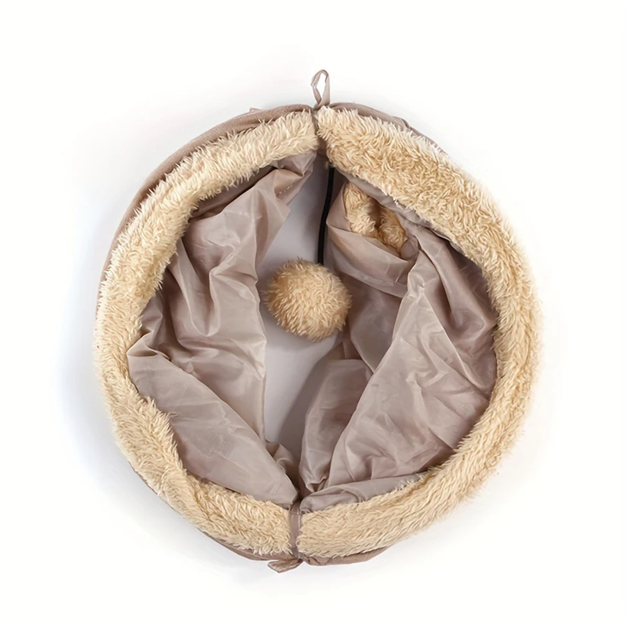 Cat Tunnel Durable Suede Collapsible Cat Play Tube Toys with Play Ball Indoor Cat Play Tunnel