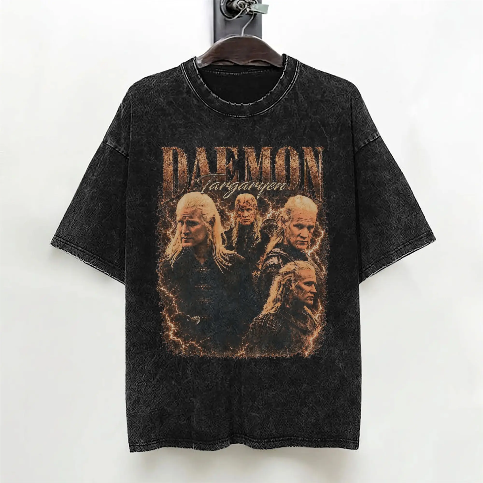 Houses of the Dragons Daemon Targaryen Washed T Shirts Streetwear T-Shirts Tee Shirt Men Women 100% Cotton Street Summer