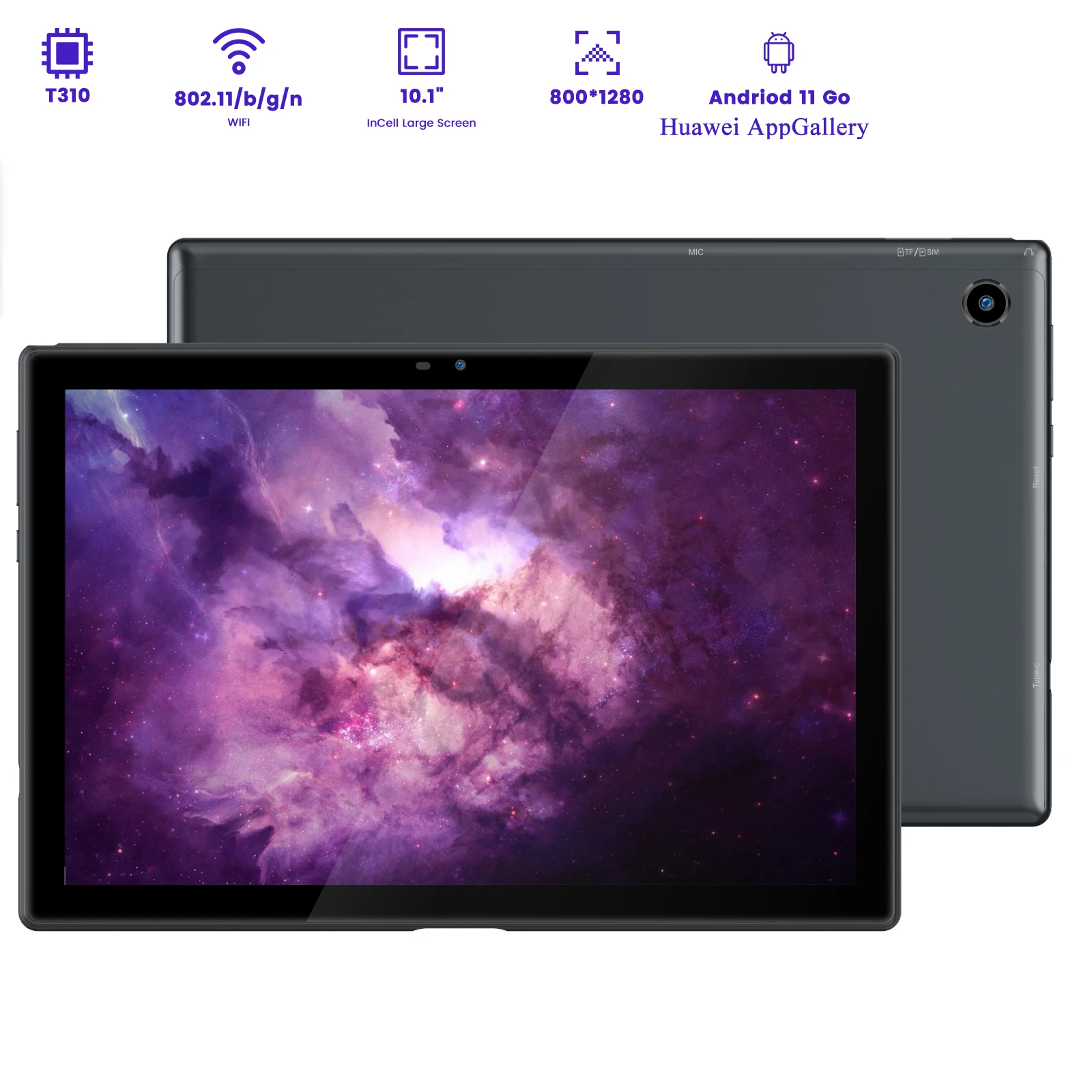 

Android 11 System, 2+32Gb Memory, 10.1inch Tablet Computer Supports Wifi, Bluetooth, Gps, Galileo Satellite Positioning, Tf Card Memory Expansion up to 256Gb