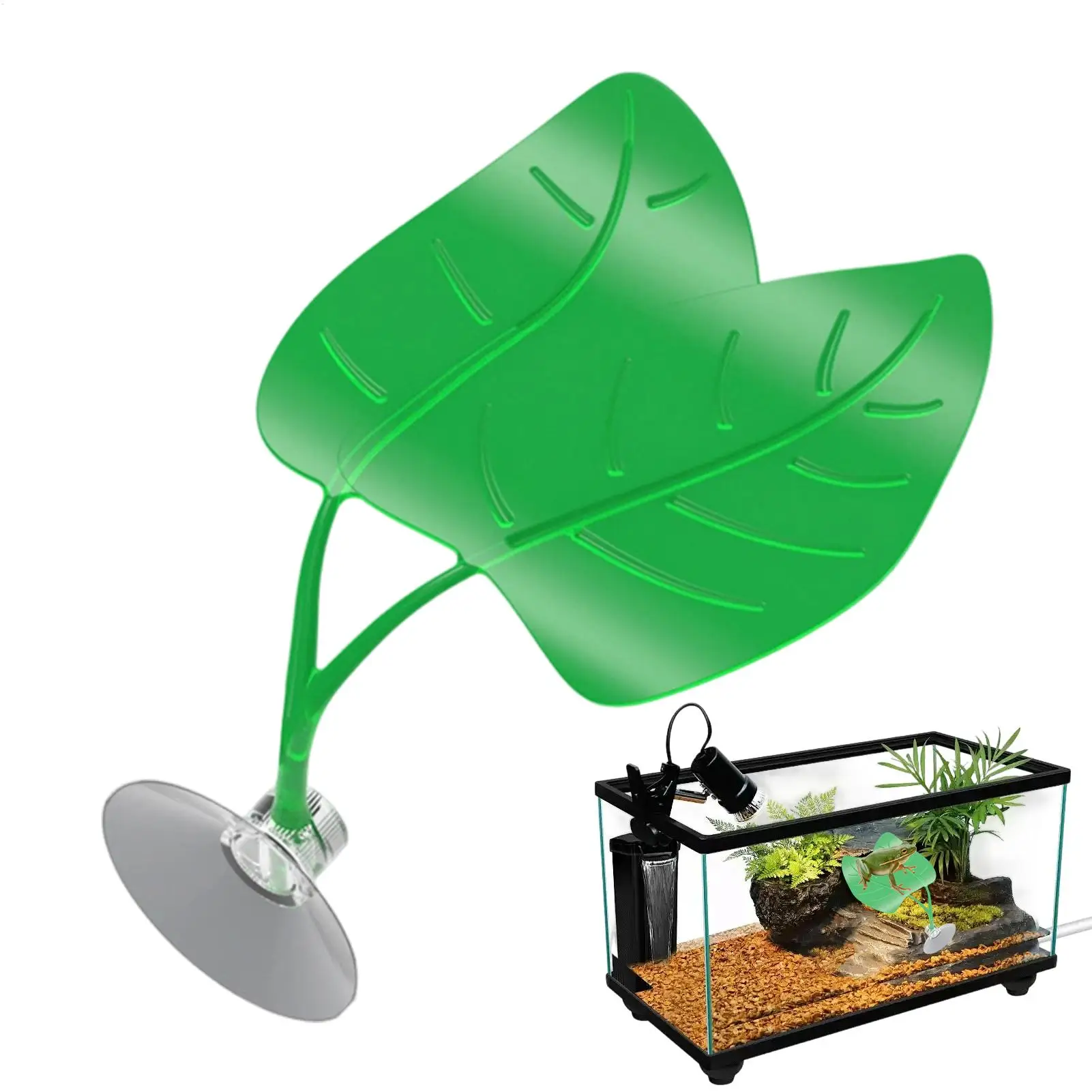 Hojas de succión para terrarios de geckos y ranas, área de descanso para reptiles, decoración de tanques con ventosas, simulación de hojas para zona de descanso.
