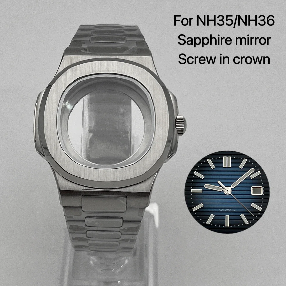 41mm NH35 case dial hands stainless steel strap sapphire glass waterproof for MOD Nautilus assembly accessories NH36 movement